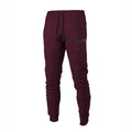 Mens fitness leisure cotton running feet sweat pants With Cell phone pocket burgandy