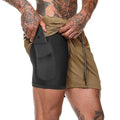 Men's Quick-Drying Gym Shorts  Fitness Running Shorts with Cell Phone Pocket - black