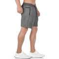 Mens Gym Fitness Multi-pocket for cell phone Sports Jogging Training Short Pants Grey