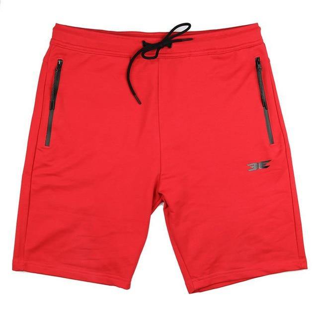 Men fitness Shorts Summer with Pocket Zipper - Red